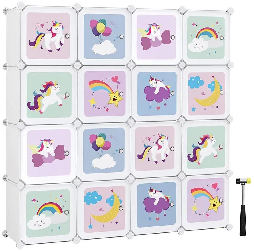 Детски модулен шкаф ANET с цветни кутии за съхранение