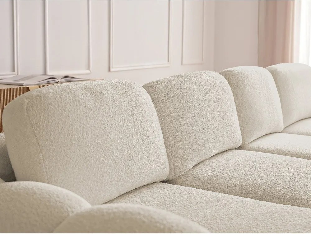 Бежов сгъваем/с място за съхранение ъглов диван от прежда с примки от букле (ляв ъгъл) Montaigne – Bobochic Paris