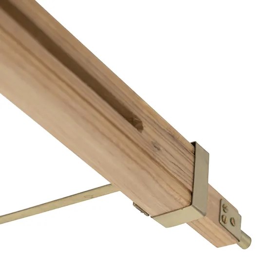 Ръстична подова лампа триножник дърво с античен месинг - Cortin