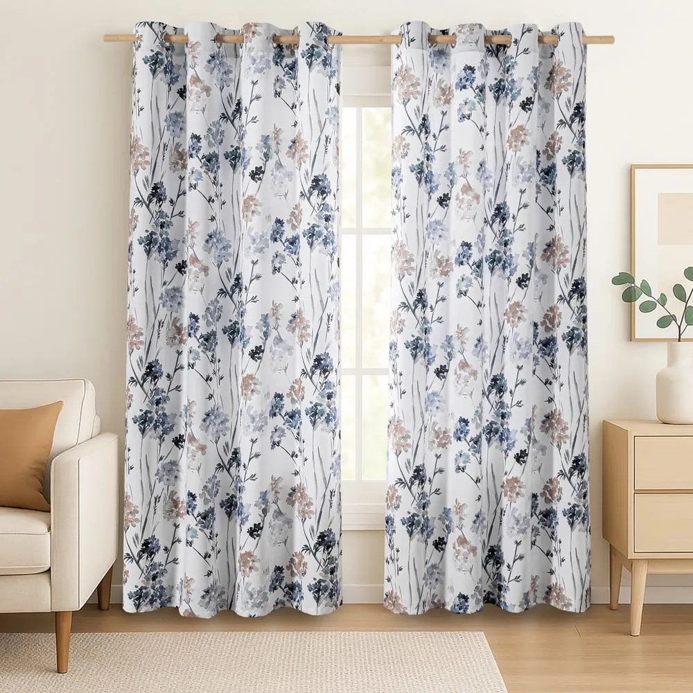 Бяло/светлосиньо dimout перде 135x250 cm Solkone – Restilo