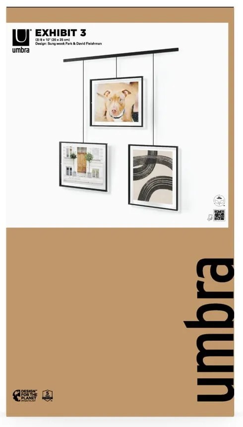 Черна метална рамка 3 бр. висяща 73x82 cm Exhibit – Umbra