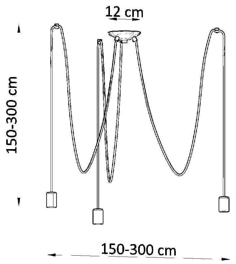 Черно висящо осветително тяло 300x300 cm Spider - Sollux
