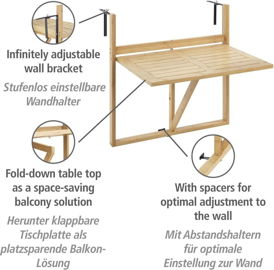 Бамбукова градинска масичка 44x64 cm Waikiki – Wenko