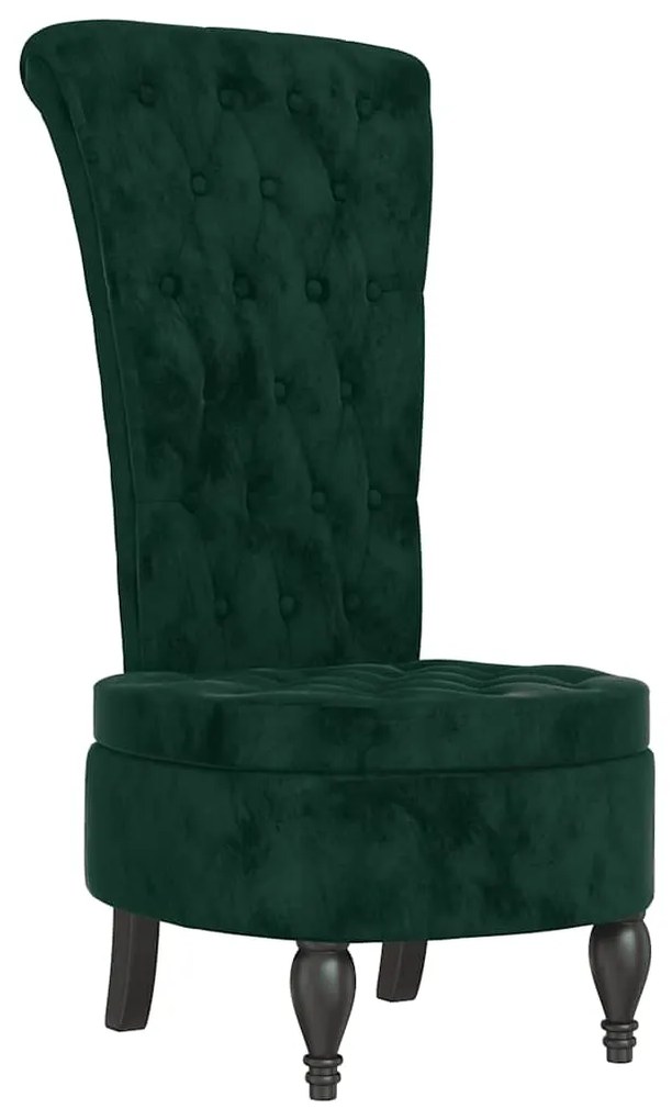 352466 vidaXL Стол с висока облегалка, тъмнозелен, кадифе, дизайн на копчета