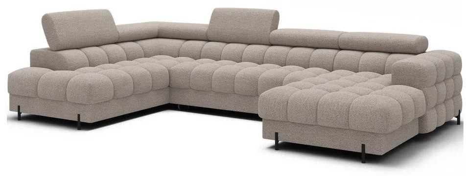Бежов разтегателен ъглов диван от букле (ляв ъгъл U форма) Feraria – ELTAP