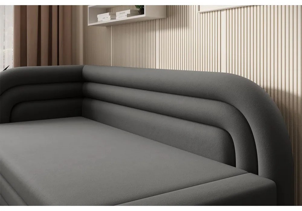 Кафяво-сив кадифен сгъваем/с място за съхранение диван ляв ъгъл 223 cm Fabillo – ELTAP