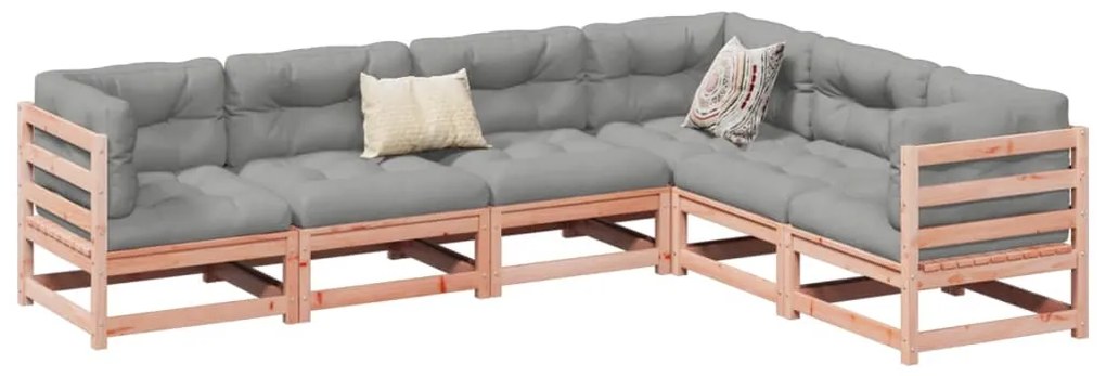 3299458 vidaXL Градински комплект с възглавници, 6 части, дугласка ела масив