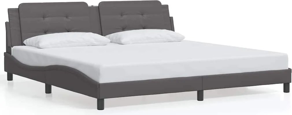 3208208 vidaXL Рамка за легло без матрак Zadar, сива, 200x200 см, изкуствена кожа