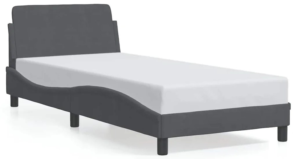 373093 vidaXL Рамка за легло Dover, тъмносива, 90x190 см, кадифе