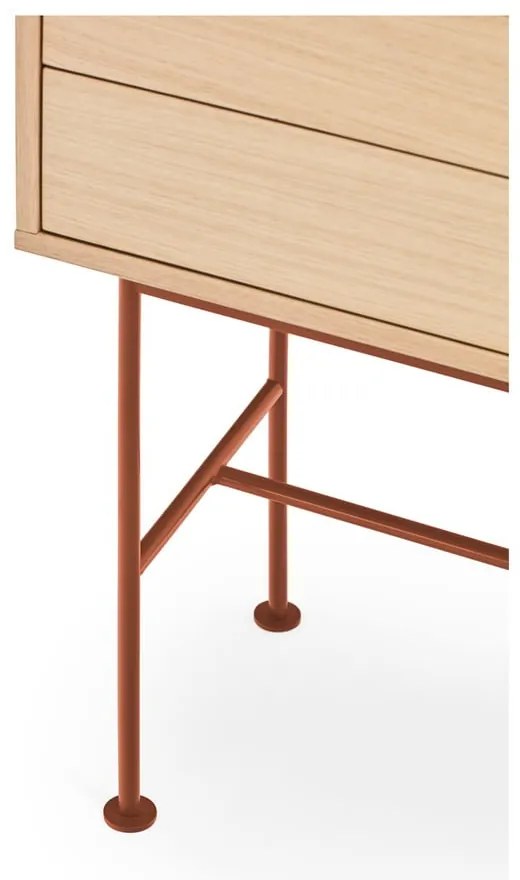 Конзолна маса в тухленочервено с дъбов фурнир Yoko - Teulat