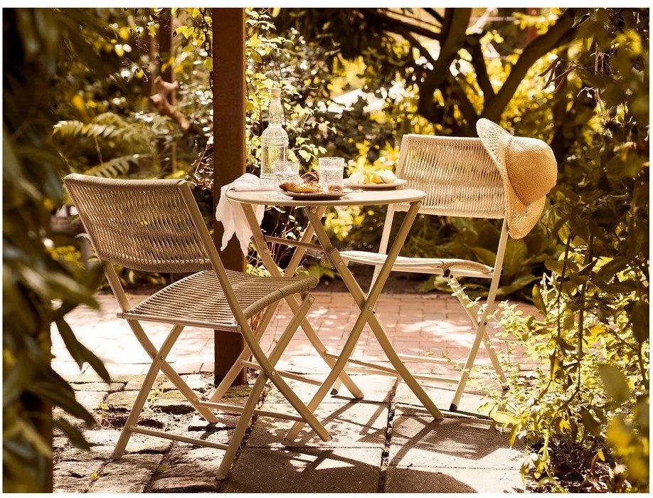 Бежов метален градински комплект за хранене за 2 Arcas – House Nordic