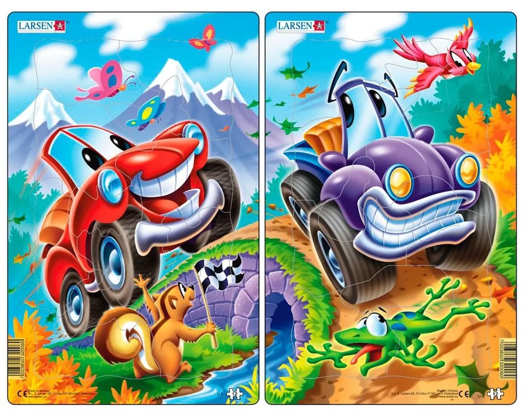 Larsen - Пъзел: Серия "Весели колички" – 12 части, среден