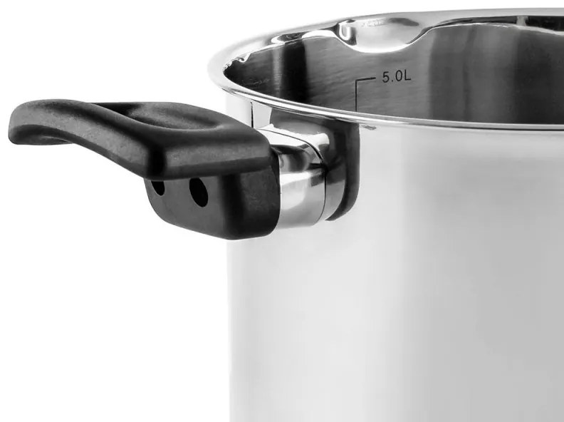 Дълбока тенджера Luigi Ferrero Sophia FR-3407, 20x18 см, 5.6 л, Стомана 18/10, Стъклен капак с отвор за пара, Индукция, Инокс