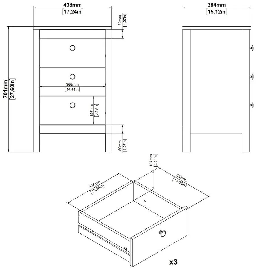 Сиво-бежово нощно шкафче Madrid – Tvilum