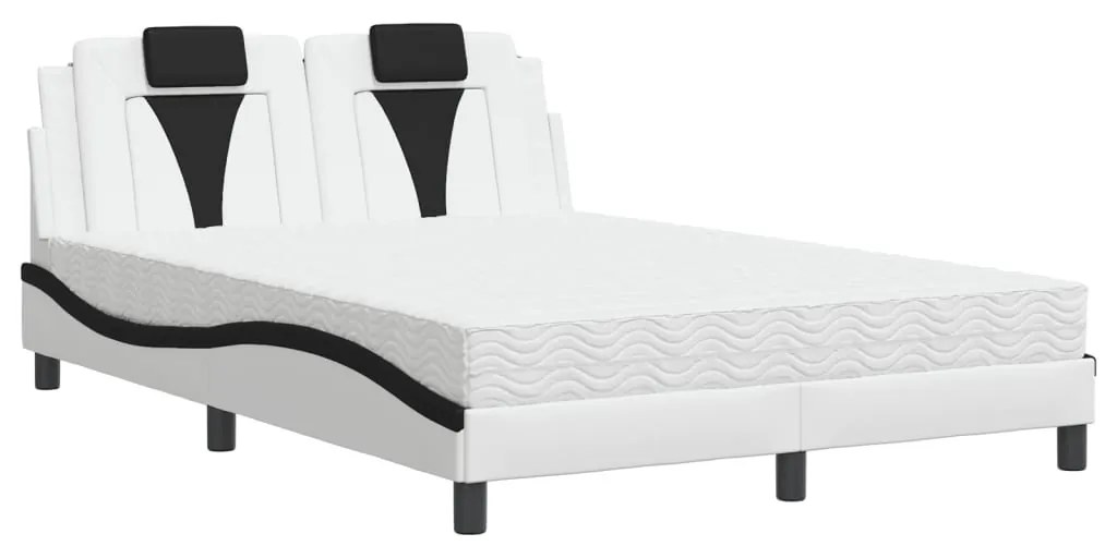 3208788 vidaXL Легло с матрак, бяло и черно, 120x200 см, изкуствена кожа