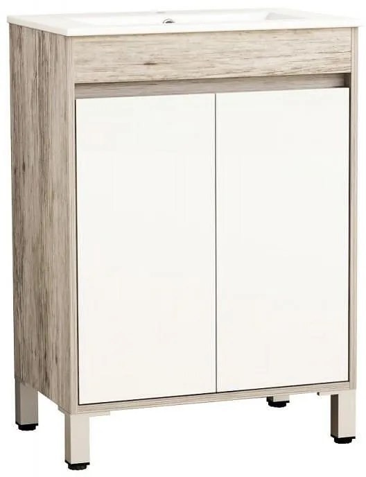 Долен шкаф за баня ICP 6081-045, Inter Ceramic, PVC, меламин + бял гланц , с умивалник, 60x38.5x81см