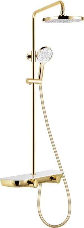 Mexen Axis повърхностен душ комплект с глава и батерия, златист/бял - 78112-25
