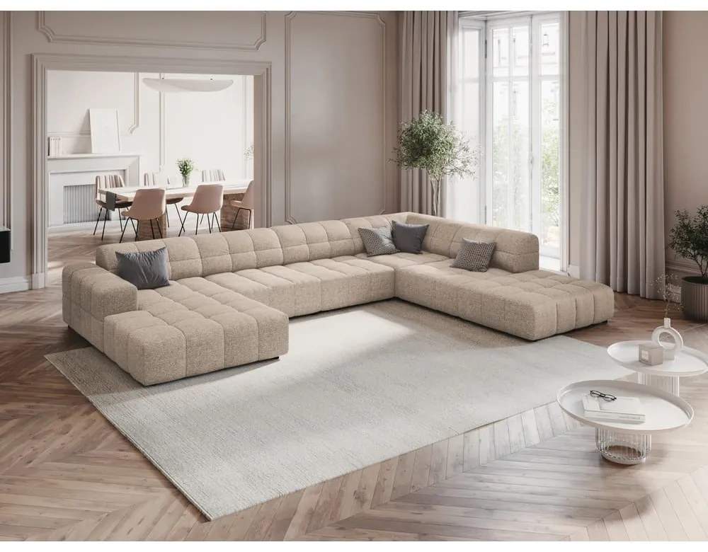 Бежов ъглов диван (десен ъгъл/"U") Chicago - Cosmopolitan Design