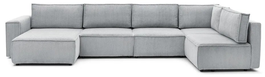 Светлосив ъглов U-образен диван от велур, десен ъгъл Nihad modular - Bobochic Paris