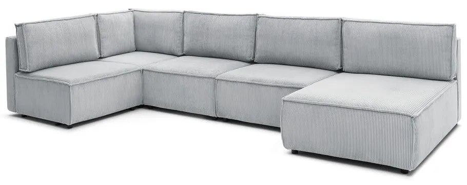 Светлосив велурен променлив U-образен ъглов диван Nihad modular - Bobochic Paris