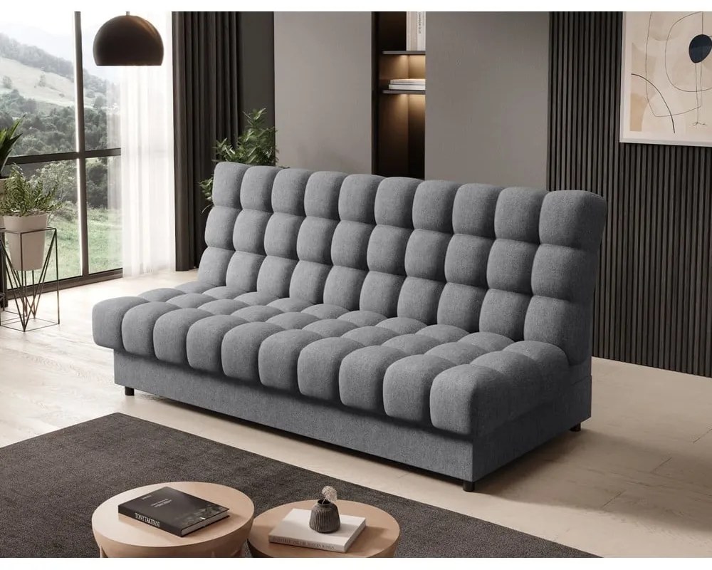 Сив шенилов разтегателен диван с място за съхранение 197 cm Clareta – ELTAP