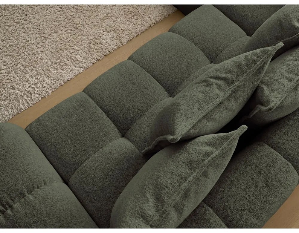 Зелен шенилов сгъваем/с място за съхранение ъглов диван (ляв ъгъл/L форма) Everest – Bobochic Paris