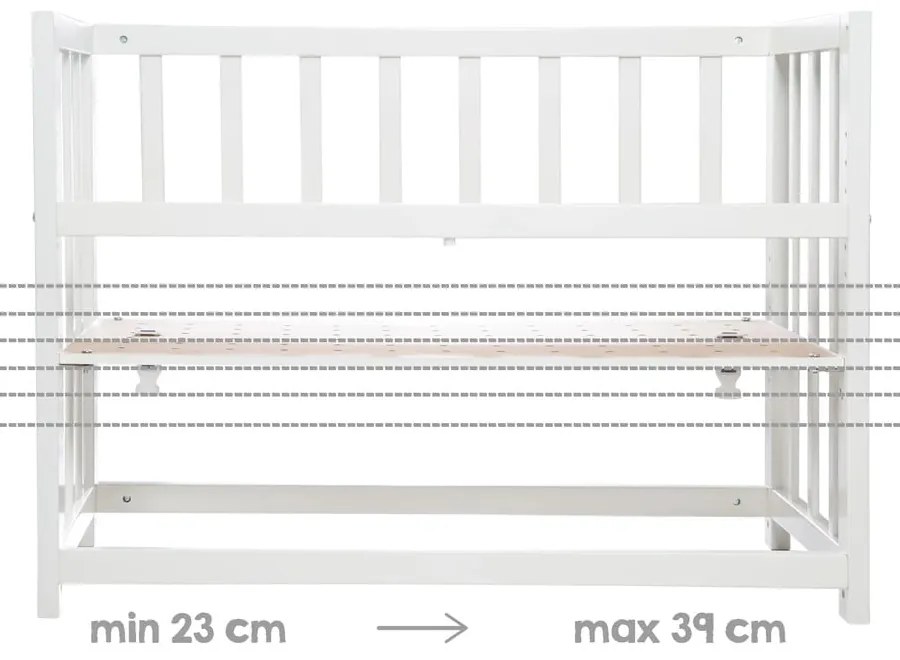 Бяла люлка с място за съхранение и сенник 90x45 cm Indibär - Roba
