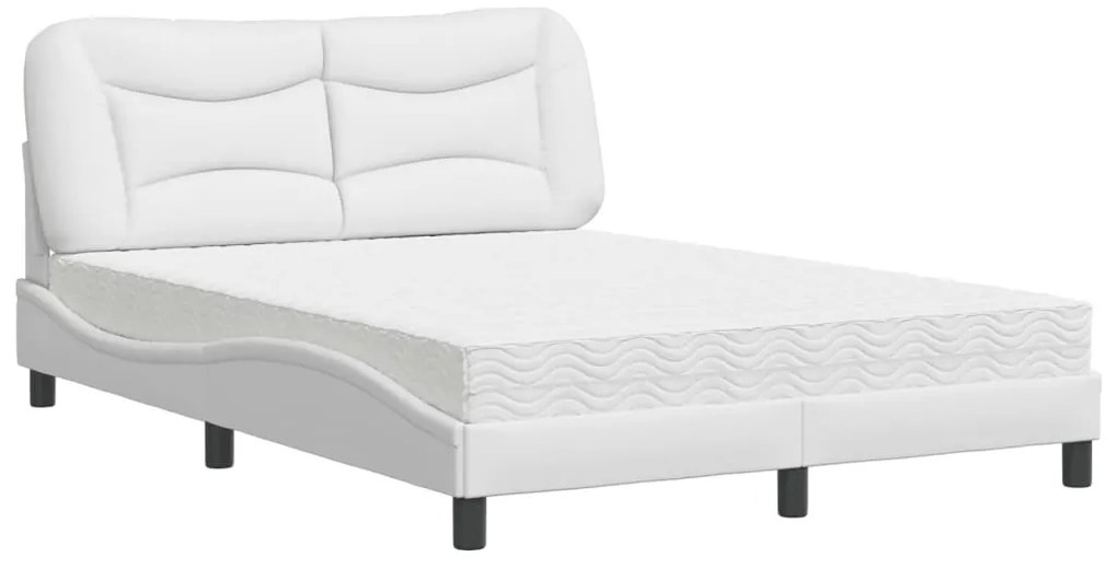 3208711 vidaXL Легло с матрак Hvar, бяло, 120x200 см, изкуствена кожа