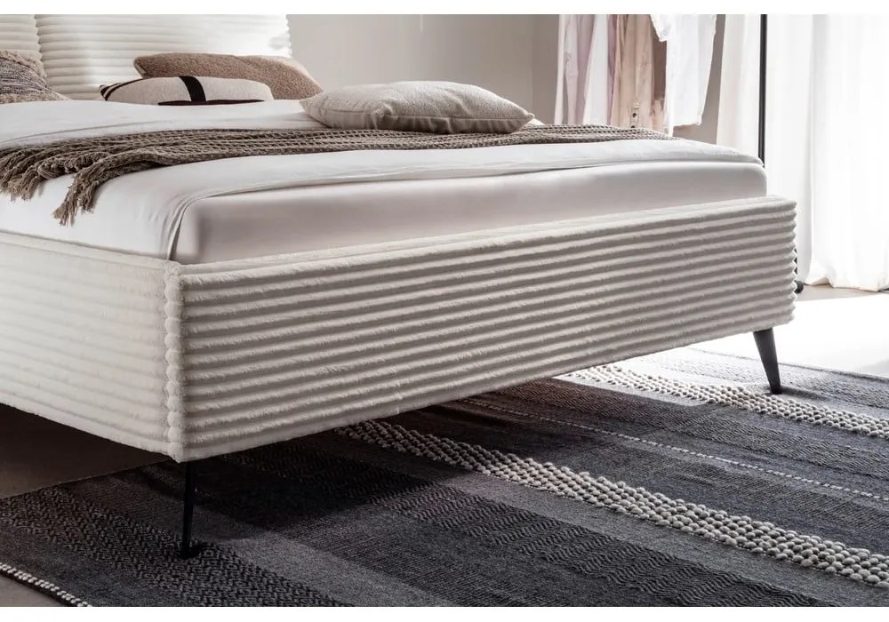 Бежово двойно легло 180x200 cm тапицирано без ламелно дъно Matera – Meise Möbel