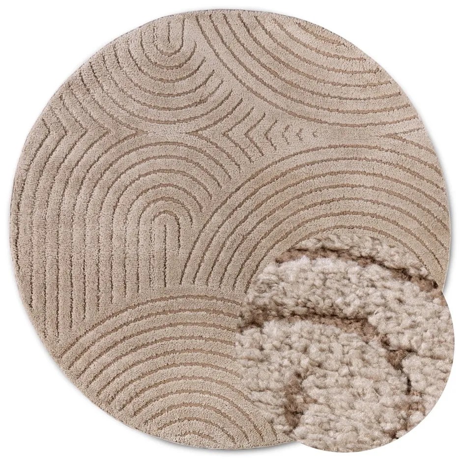 Кафяво-сив кръгъл килим ø 160 cm Panglao New York Taupe – Elle Decoration