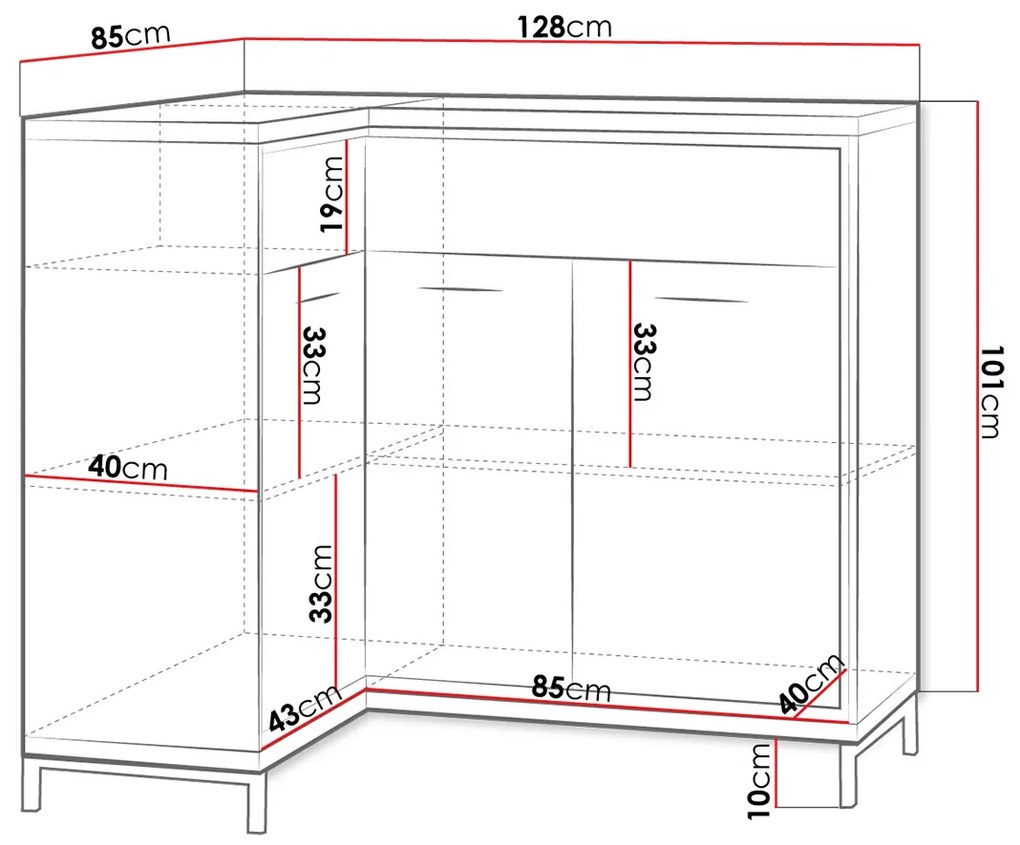 Ъглов Бюфет Mediolan 15K-Natural-Left-With foot
