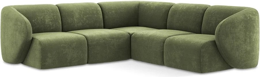 Зелен шенилов ъглов диван Lani – Makamii