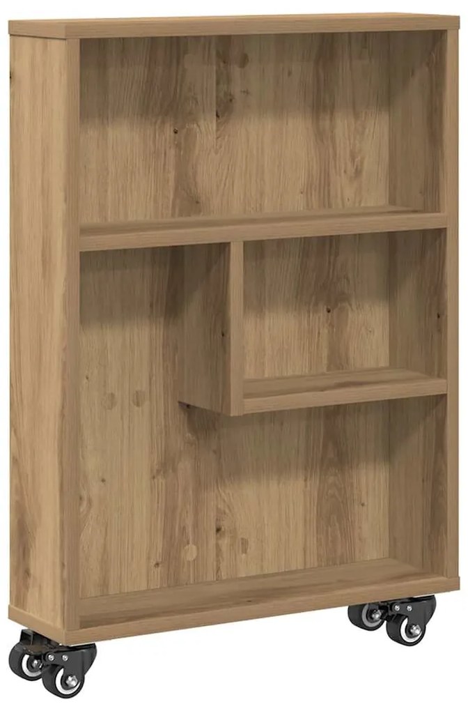 855231 vidaXL Тесен шкаф за съхранение дъб артизан 48x13x68см инженерно дърво