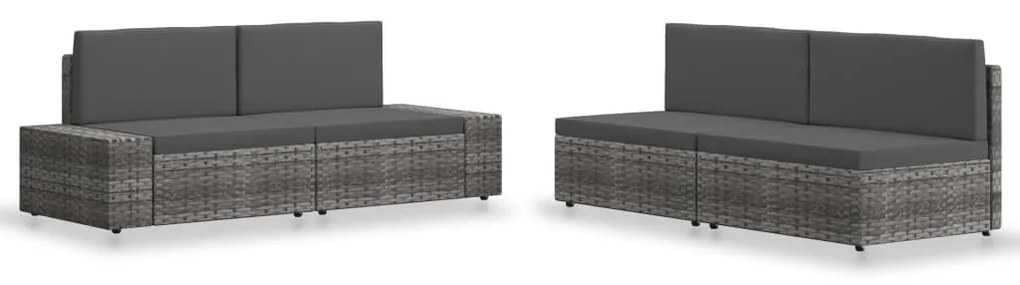3054605 vidaXL Градински комплект за отдих, 4 части, полиратан, сив