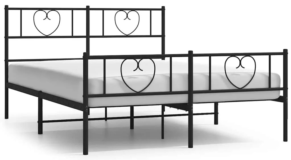 355483 vidaXL Метална рамка за легло с горна и долна табла, черна, 150x200 см