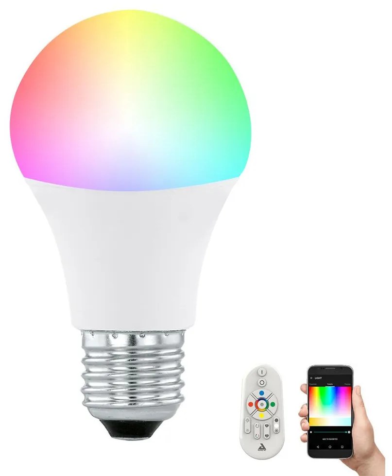 LED RGB Димируема крушка CONNECT E27/9W + дистанционно управление - Eglo 11585