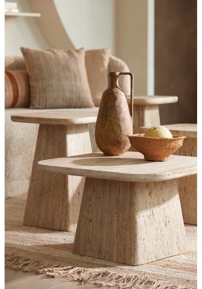 Бежова масичка за кафе с скаменен плот за маса 60x60 cm Kepami – Light &amp; Living