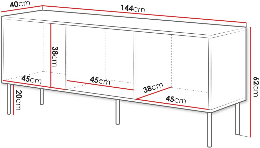 ТВ шкаф Inserto 150 3D-Черно