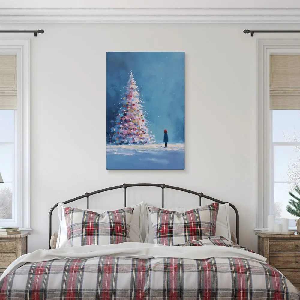 Картина на платно – Вълшебна нощ с коледно дърво