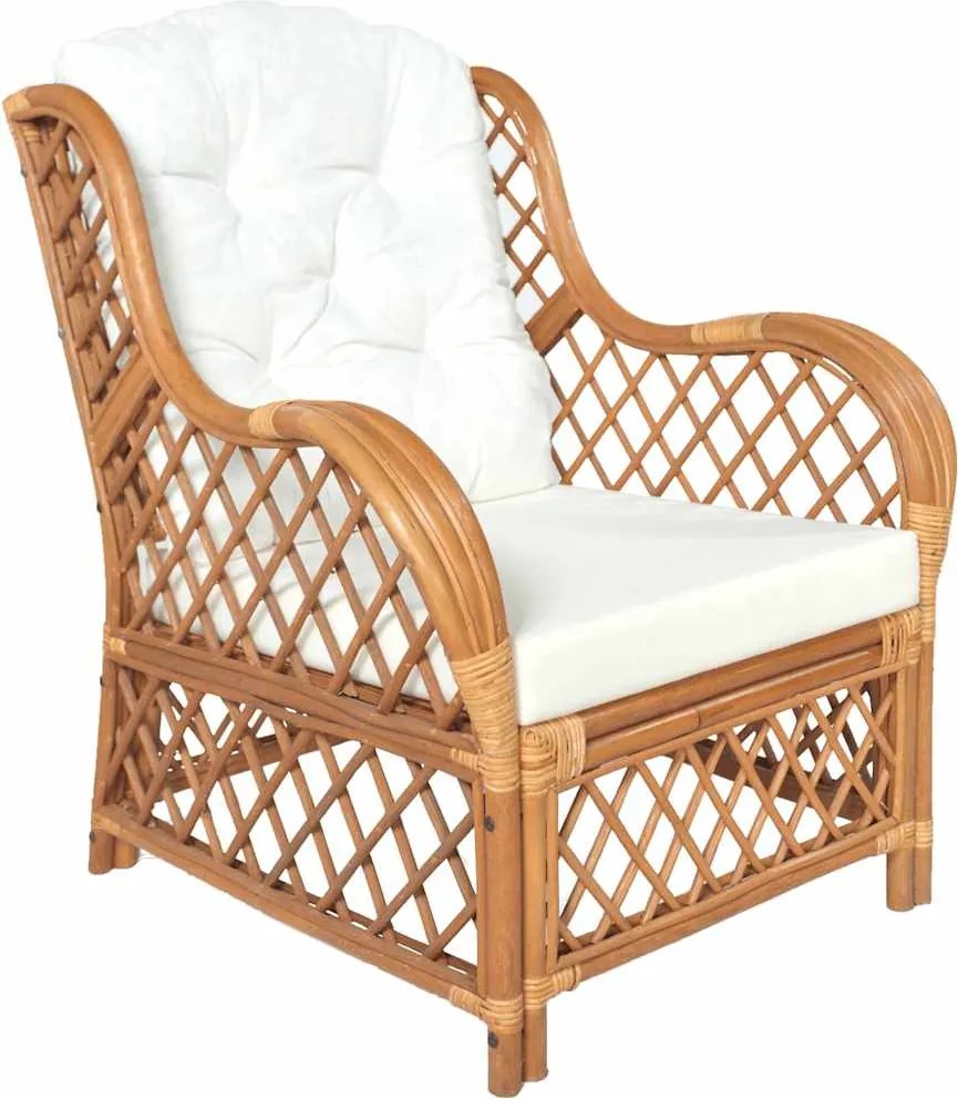 325471 vidaXL Диван с възглавница, светлокафяв, естествен ратан и лен