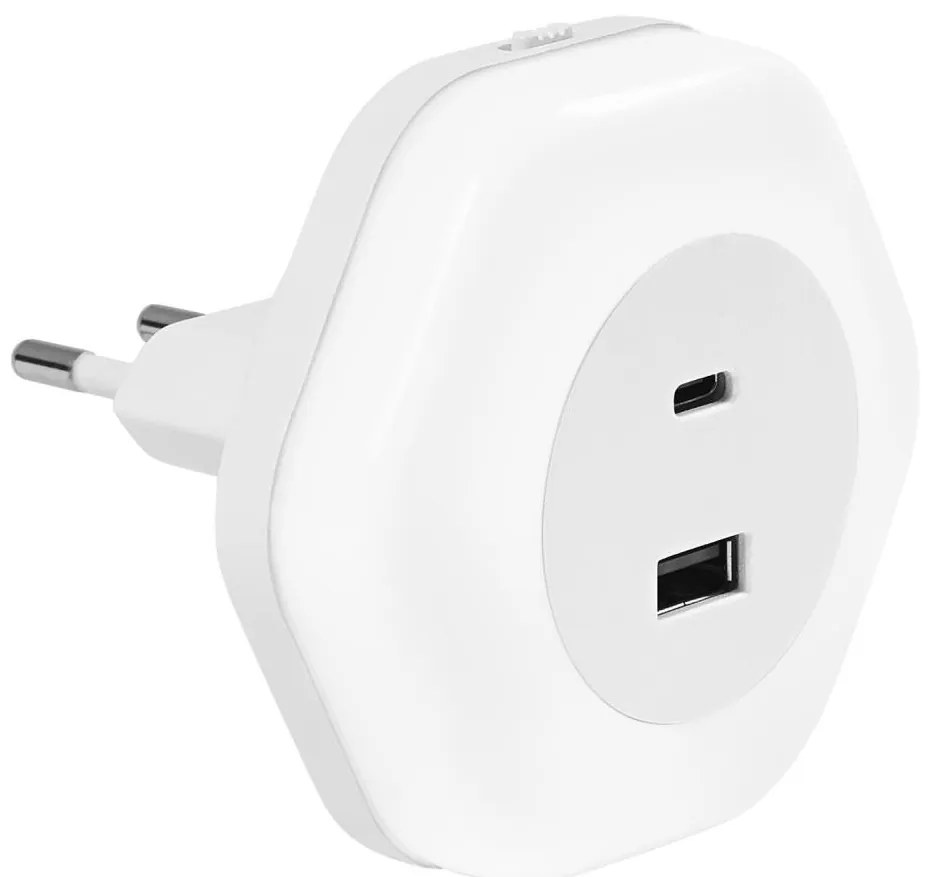 Osram - LED нощна лампа за контакт с USB LUNETTA LED/15W/230V