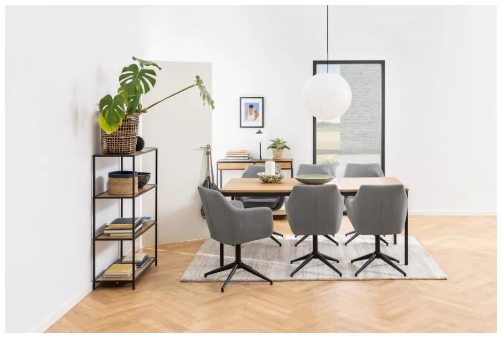 Черна/естествена библиотека от декор от дъб 77x114 cm Seaford – Actona