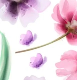 Стикер за стена в детската стая - пастелна поляна с пеперуди и цветя Ширина: 80 см | Дължина: 160 см