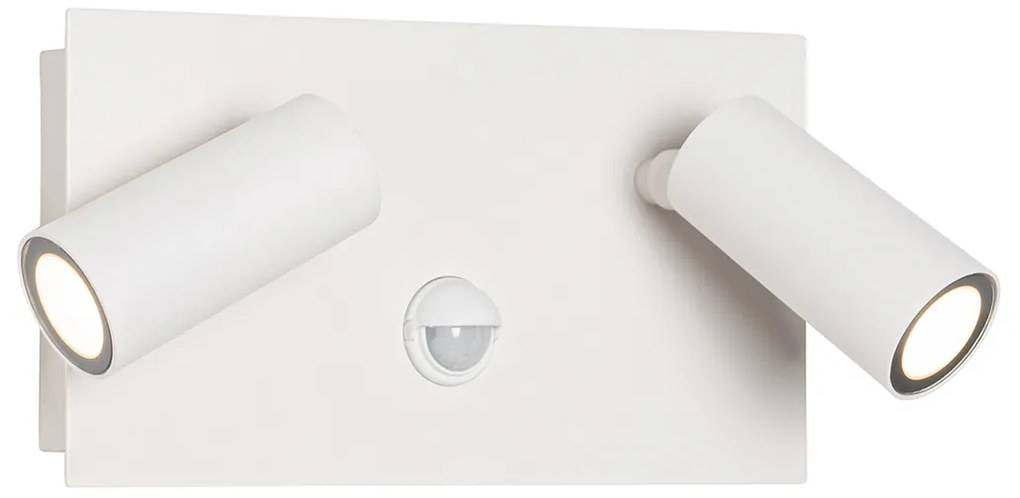 Външна стенна лампа бяла с LED 2-светлина сензор за движение - Simon