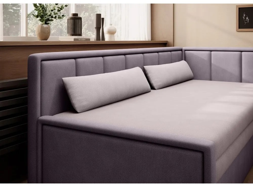 Розов шенилов разтегателен диван с място за съхранение 214 cm Fulgeo – ELTAP