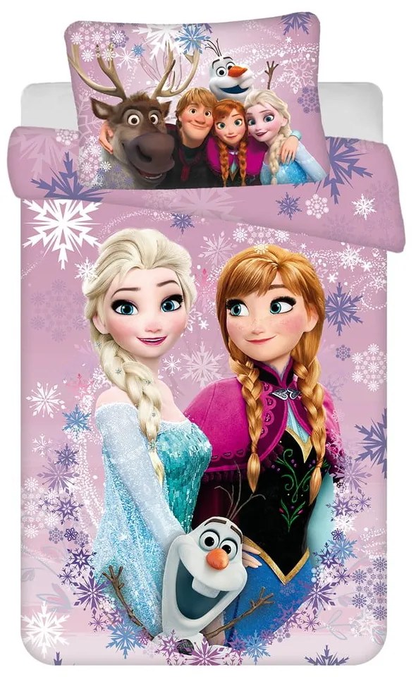 Памучно детско спално бельо за детско креватче 100x135 cm Frozen "Purple" – Jerry Fabrics