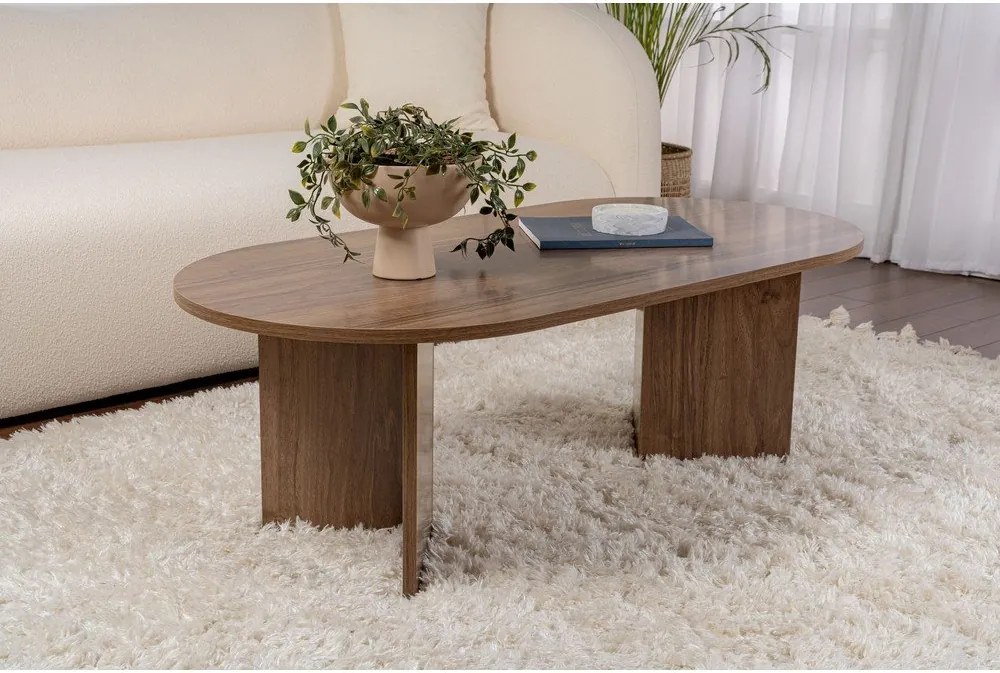 Тъмнокафява масичка за кафе от декор от орех 60x119 cm Sable – Kalune Design