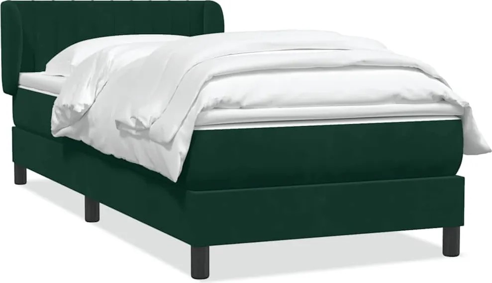 3317682 vidaXL Боксспринг легло с матрак, тъмнозелено, 90x210 см, кадифе