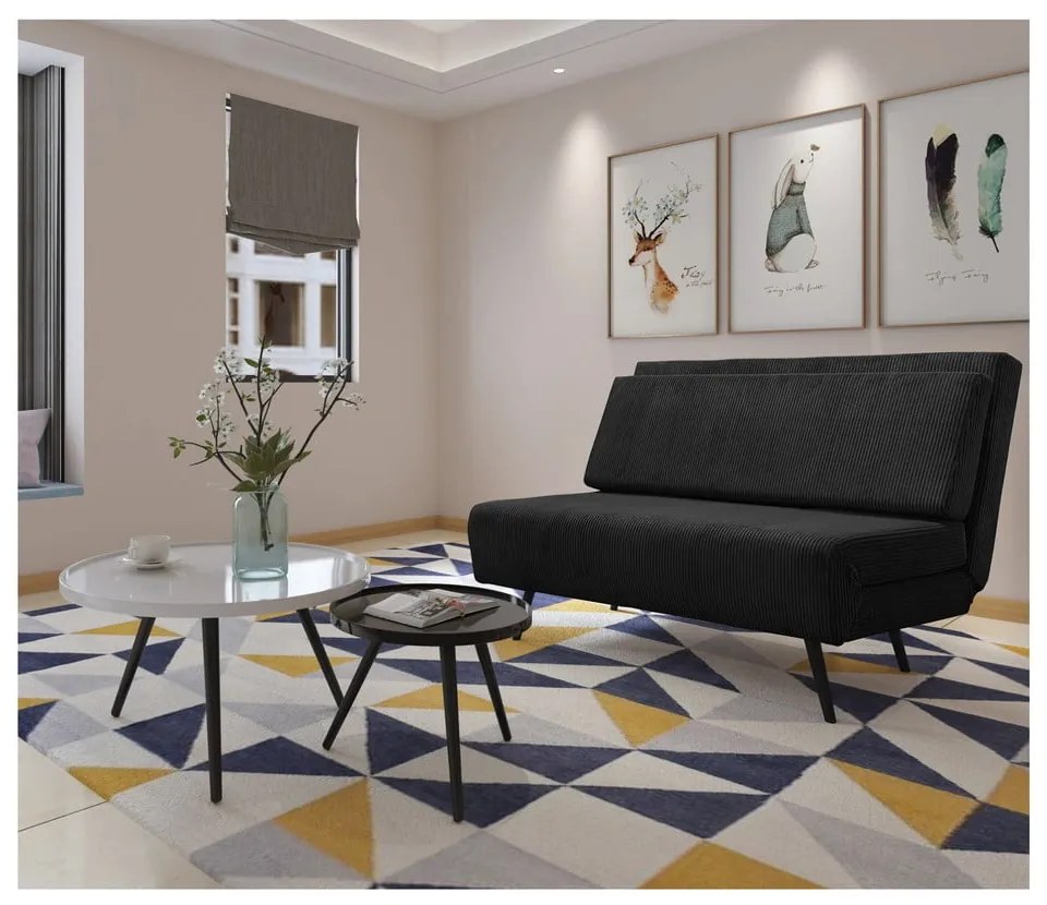 Антрацит разтегателен диван от рипсено кадифе 140 cm Mallory – Støraa