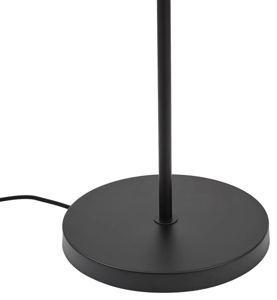 Japandi дъгова подова лампа черна с кафяв абажур - Bida